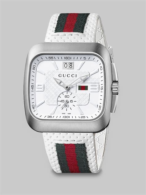 gucci sport white face stainless band watch|stainless steel Gucci watch men.